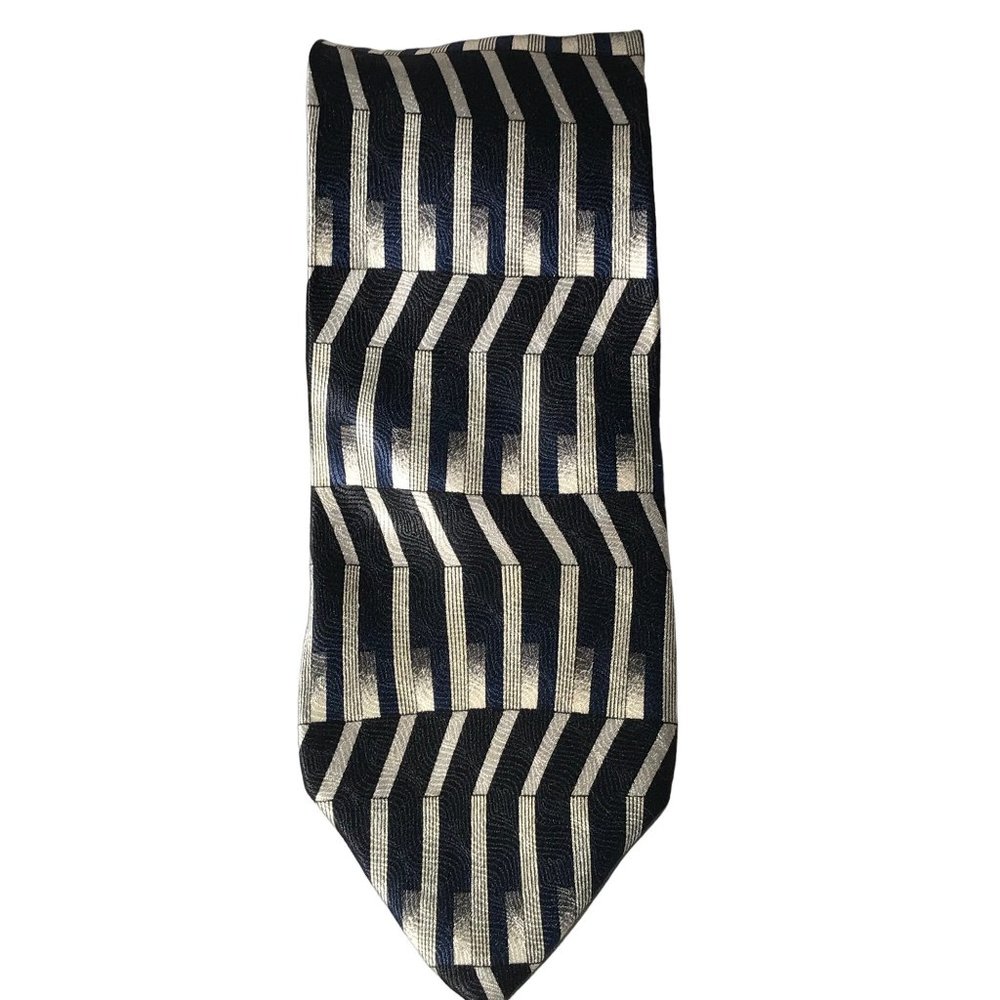 REPP LTD Executive Silk Abstract Blue Silver Grey Black Cream Neck Tie 63 x 4 Re